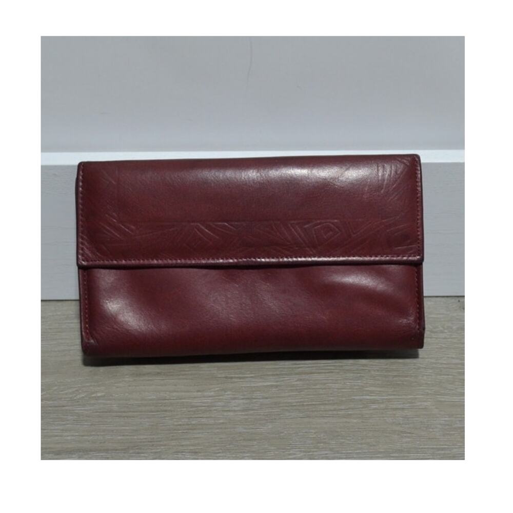 Amity Red Cowhide Leather Wallet with Checkbook and Coin Purse